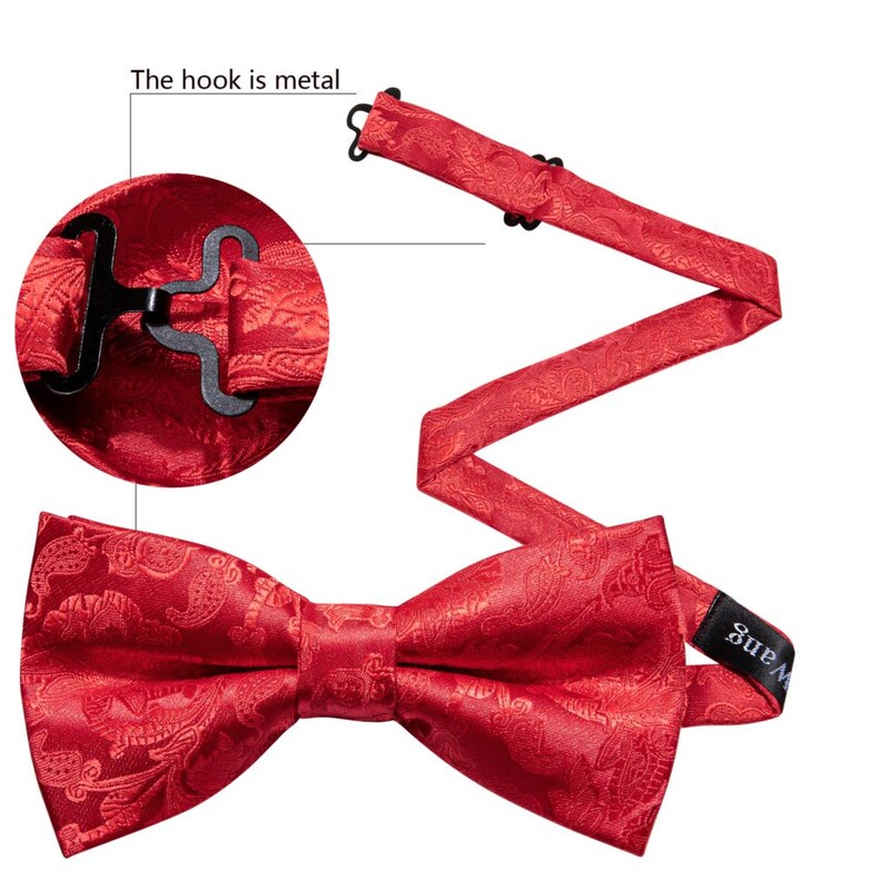 Barry.Wang Sarkans sarkanbrūns bordo zīda vīriešu tauriņš, žakarda Paisley, ziedu, iepriekš sasiets tauriņš Hanky aproču pogu komplekts kāzu biznesam