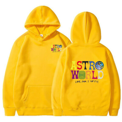 Travis Scott Hoodies Men Look Mom I Can Fly Суичъри с щампи на букви Дамска мода ASTROWORLD Пуловер с качулка Ежедневно спортно облекло