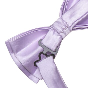 Hi-Tie Solid Light Purple Butterfly Silk Men Tie Hanky Cufflinks Жакардова предварително завързана папийонка за мъжко бизнес сватбено парти