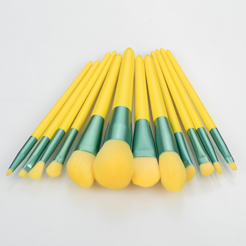 SAIANTTH sárga fa puha sörtéjű 12db sminkecset szett professzionális arc szem szépség kozmetikai eszköz alapozó szemhéjpúder ecset