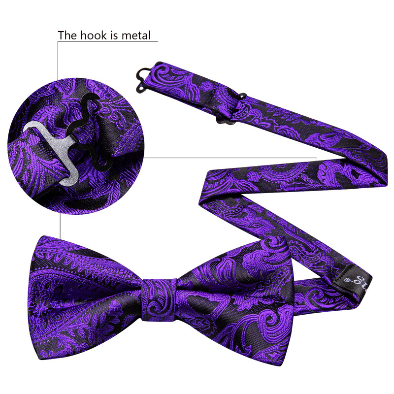 Barry.Wang selyem férfi csokornyakkendő Jacquard szőtt Paisley virágos pillangós csomó csokornyakkendő zsebkendő mandzsettagombok esküvői üzlet