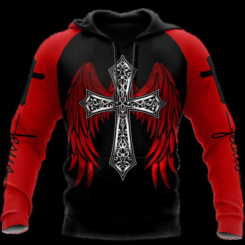 Liela izmēra tetovējums Skelets Cross Terror Red 3D Printed Vīriešu džemperis džemperis Ikdienas treniņtērpi Raven Bad Wolf Dzīvnieku apģērbs