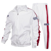 Hip hop Suit Ανδρικά Σετ Αθλητικά Ανοιξιάτικα Φθινοπωρινά αθλητικά ανδρικά συνονθύλευμα Streetwear Τσέπες με φερμουάρ Outwear 2PC Σετ τζάκετ+παντελόνι