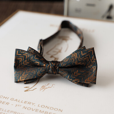 2024 Papioni pentru bărbați cu design nou jacquard din poliester, bej, maro, papion pentru bărbați, fulgi de zăpadă, în dungi, costum de domn, fluture