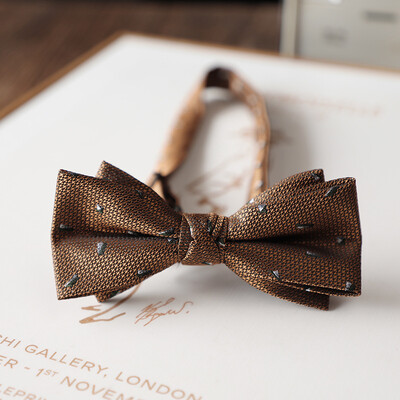 2024 Papioni pentru bărbați cu design nou jacquard din poliester, bej, maro, papion pentru bărbați, fulgi de zăpadă, în dungi, costum de domn, fluture