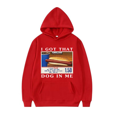 Mikina s kapucňou I Got That Dog in Me, vtipná grafika s hotdogmi, meme, s kapucňou pre mužov, módna retro nadrozmerná mikina, unisex streetwear