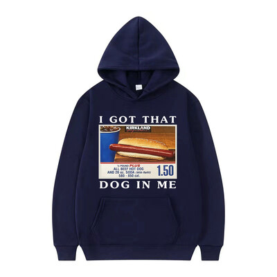 Mikina s kapucňou I Got That Dog in Me, vtipná grafika s hotdogmi, meme, s kapucňou pre mužov, módna retro nadrozmerná mikina, unisex streetwear