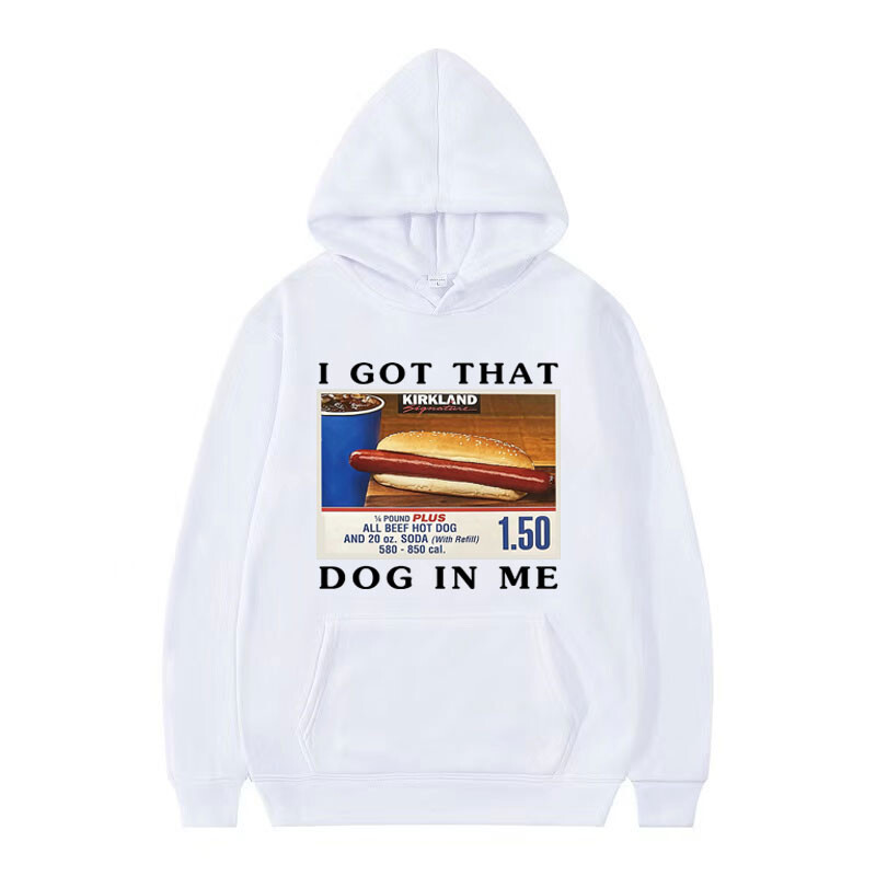 Mikina s kapucňou I Got That Dog in Me, vtipná grafika s hotdogmi, meme, s kapucňou pre mužov, módna retro nadrozmerná mikina, unisex streetwear