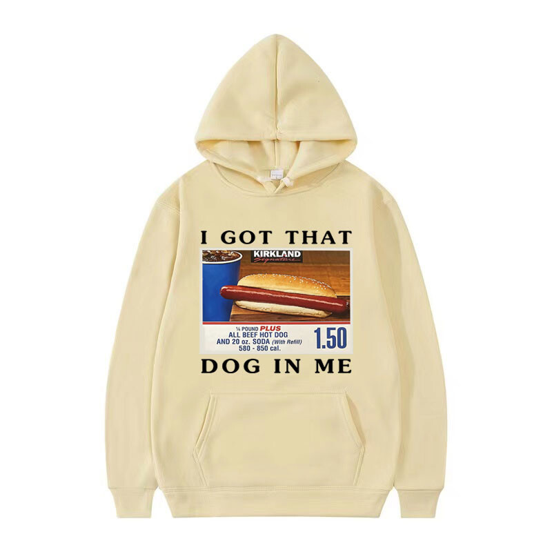 Mikina s kapucňou I Got That Dog in Me, vtipná grafika s hotdogmi, meme, s kapucňou pre mužov, módna retro nadrozmerná mikina, unisex streetwear