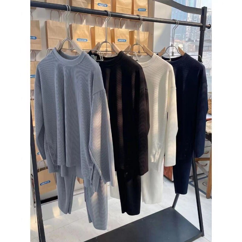 Divdaļīgs komplekts vīriešiem brīvi pieguļošs sporta tērps vīriešu modes apģērbs korejiešu stila vīriešu ielas apģērbs vienkrāsains hiphopa deju apģērbs