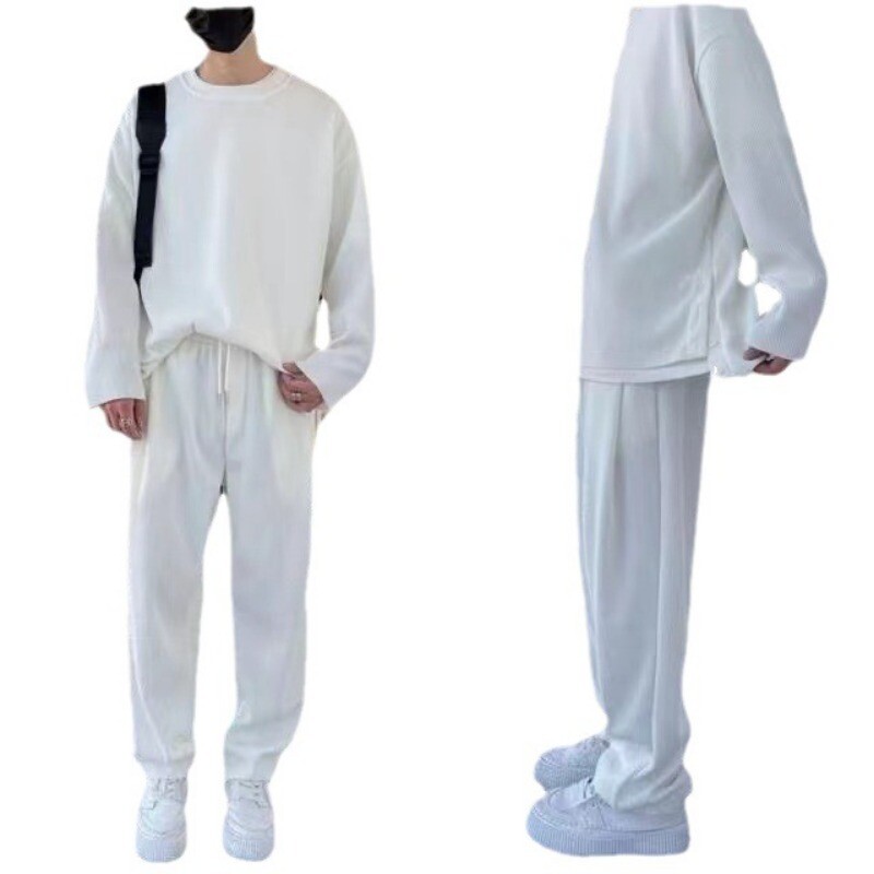 Divdaļīgs komplekts vīriešiem brīvi pieguļošs sporta tērps vīriešu modes apģērbs korejiešu stila vīriešu ielas apģērbs vienkrāsains hiphopa deju apģērbs