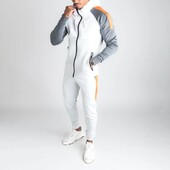 Vīriešu balts sporta komplekts Modes savārstījums jaka ar kapuci Vienkārša, cieta ikdienas sporta bikses sporta zālei treniņu komplekti skriešanai vīriešiem, tievie sporta apģērbi