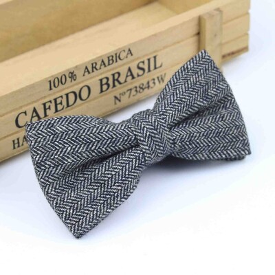 Superior Clasic Formal Lână Bumbac Papion Gravata Culori Multiple Model Houndstooth Cravată Bărbați Lux Tweed Papion