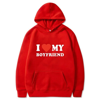 Sudadera con capucha estampada I Love My Boyfriend para pareja camisa deportiva de moda Топ неформален Harajuku