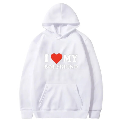 Sudadera con capucha estampada I Love My Boyfriend para pareja camisa deportiva de moda Топ неформален Harajuku