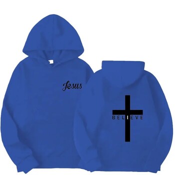 Мъжки суичъри с качулка Believe Cross Jesus Printed Man Design Drawstring Hoodie Tops Harajuku Пролет Есен Спортно облекло с качулка