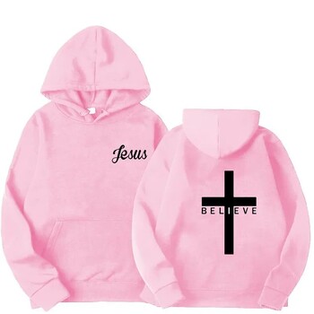 Мъжки суичъри с качулка Believe Cross Jesus Printed Man Design Drawstring Hoodie Tops Harajuku Пролет Есен Спортно облекло с качулка