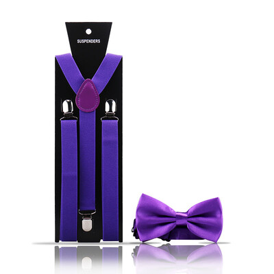 Bretele pentru bărbați la modă elegantă Papion Set din două piese Costum de barman Gentleman Accesorii Nuntă Cadouri de petrecere de afaceri pentru bărbați