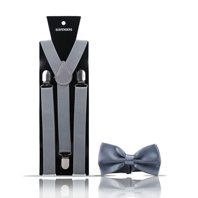 Bretele pentru bărbați la modă elegantă Papion Set din două piese Costum de barman Gentleman Accesorii Nuntă Cadouri de petrecere de afaceri pentru bărbați