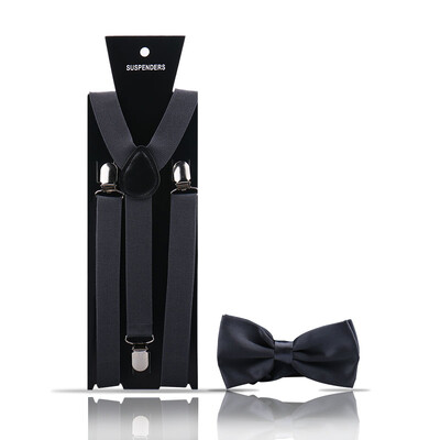 Bretele pentru bărbați la modă elegantă Papion Set din două piese Costum de barman Gentleman Accesorii Nuntă Cadouri de petrecere de afaceri pentru bărbați