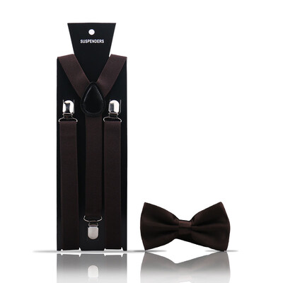 Bretele pentru bărbați la modă elegantă Papion Set din două piese Costum de barman Gentleman Accesorii Nuntă Cadouri de petrecere de afaceri pentru bărbați