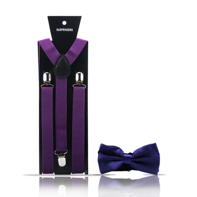 Bretele pentru bărbați la modă elegantă Papion Set din două piese Costum de barman Gentleman Accesorii Nuntă Cadouri de petrecere de afaceri pentru bărbați