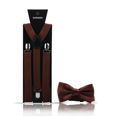 Bretele pentru bărbați la modă elegantă Papion Set din două piese Costum de barman Gentleman Accesorii Nuntă Cadouri de petrecere de afaceri pentru bărbați