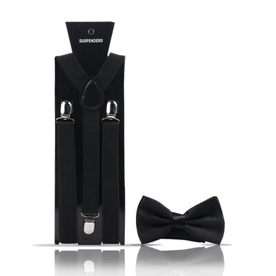 Bretele pentru bărbați la modă elegantă Papion Set din două piese Costum de barman Gentleman Accesorii Nuntă Cadouri de petrecere de afaceri pentru bărbați