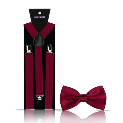 Bretele pentru bărbați la modă elegantă Papion Set din două piese Costum de barman Gentleman Accesorii Nuntă Cadouri de petrecere de afaceri pentru bărbați