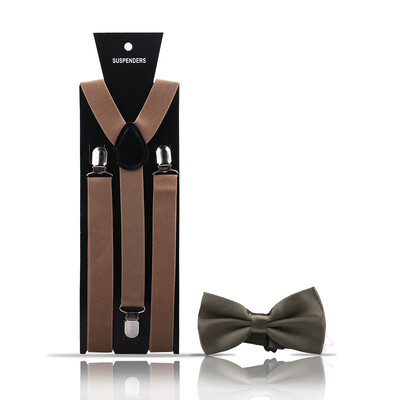 Bretele pentru bărbați la modă elegantă Papion Set din două piese Costum de barman Gentleman Accesorii Nuntă Cadouri de petrecere de afaceri pentru bărbați