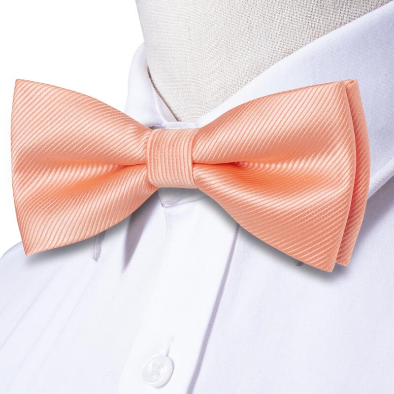 Papion pentru bărbați din mătase Hi-Tie, set de butoni cu batiste, portocaliu, mandarină, cu nod fluture, pentru afaceri de nuntă masculine