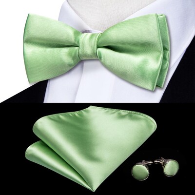 Hi-Tie siidist meeste kikilips Hanky mansetinööbid salvei piparmündi rohu sinakasroheline eelseotud liblikasõlm kikilips meeste pulmaäriks