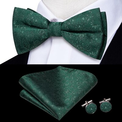 Hi-Tie siidist meeste kikilips Hanky mansetinööbid salvei piparmündi rohu sinakasroheline eelseotud liblikasõlm kikilips meeste pulmaäriks