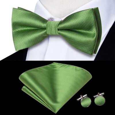Hi-Tie siidist meeste kikilips Hanky mansetinööbid salvei piparmündi rohu sinakasroheline eelseotud liblikasõlm kikilips meeste pulmaäriks