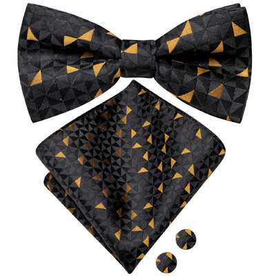 Ανδρικό παπιγιόν τσέρκι μαύρο μεταξωτό ανδρικό σετ μανικετόκουμπα τσέπης τετράγωνο παπιγιόν με λουλουδένιο κόμπο πεταλούδα για ανδρική επιχείρηση γάμου