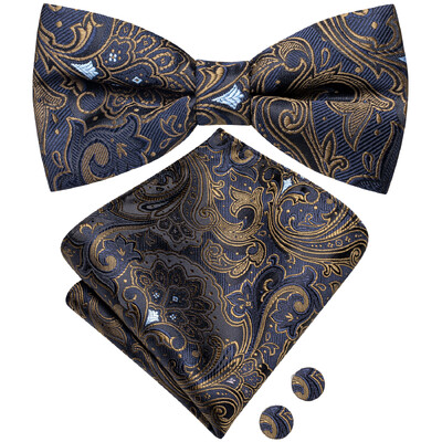 Ανδρικό παπιγιόν τσέρκι μαύρο μεταξωτό ανδρικό σετ μανικετόκουμπα τσέπης τετράγωνο παπιγιόν με λουλουδένιο κόμπο πεταλούδα για ανδρική επιχείρηση γάμου