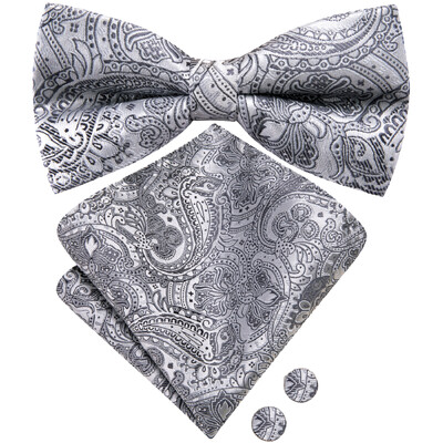 Ανδρικό παπιγιόν τσέρκι μαύρο μεταξωτό ανδρικό σετ μανικετόκουμπα τσέπης τετράγωνο παπιγιόν με λουλουδένιο κόμπο πεταλούδα για ανδρική επιχείρηση γάμου