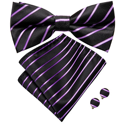 Ανδρικό παπιγιόν τσέρκι μαύρο μεταξωτό ανδρικό σετ μανικετόκουμπα τσέπης τετράγωνο παπιγιόν με λουλουδένιο κόμπο πεταλούδα για ανδρική επιχείρηση γάμου