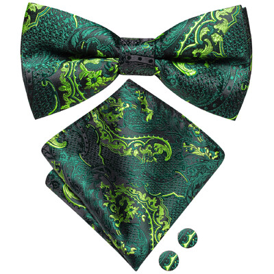 Ανδρικό παπιγιόν τσέρκι μαύρο μεταξωτό ανδρικό σετ μανικετόκουμπα τσέπης τετράγωνο παπιγιόν με λουλουδένιο κόμπο πεταλούδα για ανδρική επιχείρηση γάμου