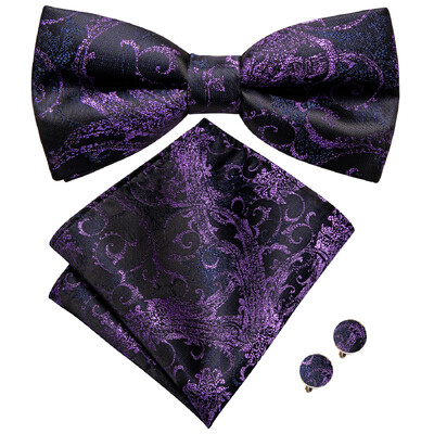 Ανδρικό παπιγιόν τσέρκι μαύρο μεταξωτό ανδρικό σετ μανικετόκουμπα τσέπης τετράγωνο παπιγιόν με λουλουδένιο κόμπο πεταλούδα για ανδρική επιχείρηση γάμου