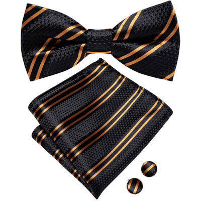 Ανδρικό παπιγιόν τσέρκι μαύρο μεταξωτό ανδρικό σετ μανικετόκουμπα τσέπης τετράγωνο παπιγιόν με λουλουδένιο κόμπο πεταλούδα για ανδρική επιχείρηση γάμου