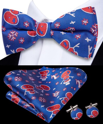 Hi-Te Πράσινη Κόκκινη Χριστουγεννιάτικη Πεταλούδα Μεταξωτό Ανδρικό Χριστουγεννιάτικο παπιγιόν Hanky Σετ μανικετόκουμπα ζακάρ Floral προδεμένο παπιγιόν για ανδρικό γάμο