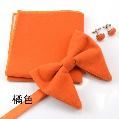 Papioni mari pentru bărbați papion din catifea pătrat de buzunar nuntă căsătorie papion de culoare solidă Gravatas de rochii butoni seturi de cravate