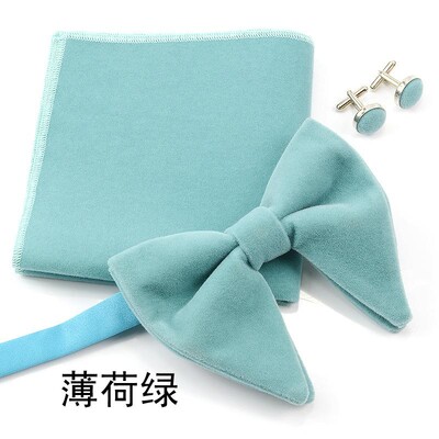 Papioni mari pentru bărbați papion din catifea pătrat de buzunar nuntă căsătorie papion de culoare solidă Gravatas de rochii butoni seturi de cravate