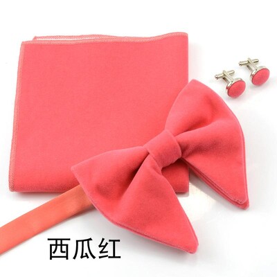 Papioni mari pentru bărbați papion din catifea pătrat de buzunar nuntă căsătorie papion de culoare solidă Gravatas de rochii butoni seturi de cravate