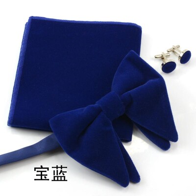 Papioni mari pentru bărbați papion din catifea pătrat de buzunar nuntă căsătorie papion de culoare solidă Gravatas de rochii butoni seturi de cravate