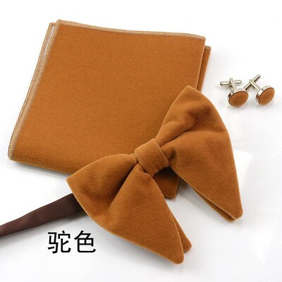 Papioni mari pentru bărbați papion din catifea pătrat de buzunar nuntă căsătorie papion de culoare solidă Gravatas de rochii butoni seturi de cravate
