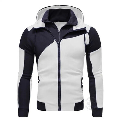 Őszi és téli férfi dupla cipzáras ingdzseki meleg patchwork kapucnis pulóver Sport felső alkalmi divat dzseki S-3XL