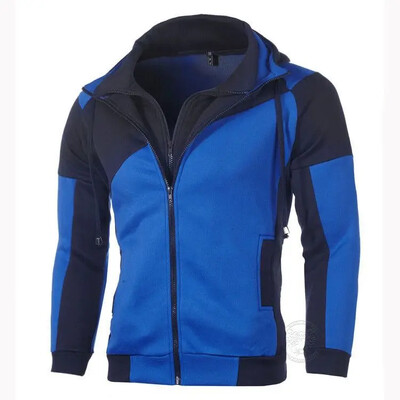Őszi és téli férfi dupla cipzáras ingdzseki meleg patchwork kapucnis pulóver Sport felső alkalmi divat dzseki S-3XL
