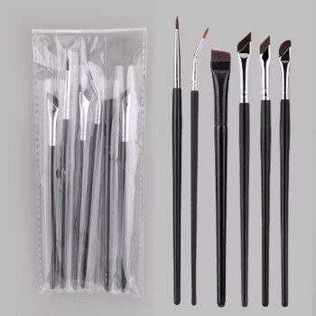 6 τεμάχια αναβάθμισης Blade Eyeliner Brush Πινέλο με εξαιρετικά λεπτή γωνία επίπεδη βούρτσα φρυδιών κάτω από τα μάτια Place Makeup Brush Beauty Makeup Tools